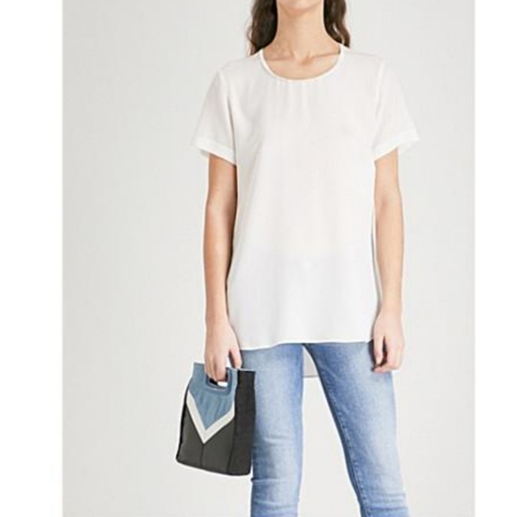 New Maje Lime 100% Silk White Top NWT Size 1 = Small